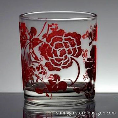 Flocking Glass Candle Holder, 73mm Top, 68mm Bottom and 80mm Height